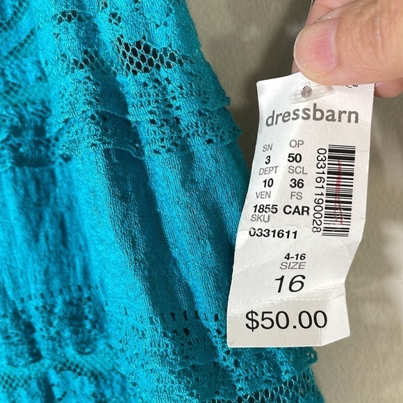 NWT. Dress Barn 16 Teal Lace Shift Dress. - Picture 3 of 12